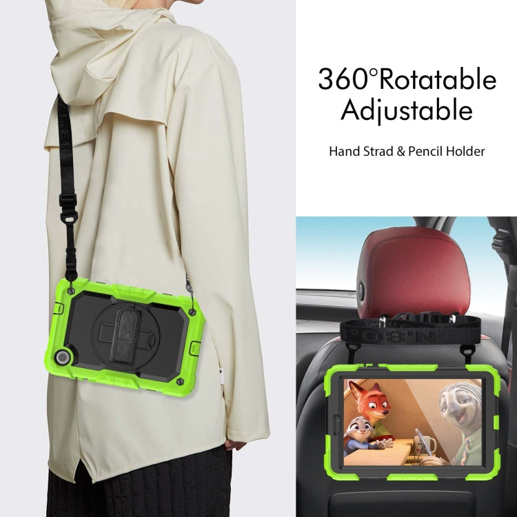 For Lenovo Tab M8 4th Gen Silicone Hybrid PC Tablet Case with Shoulder Strap(Yellow Green) - Lenovo by PMC TechLife | Online Shopping South Africa | PMC TechLife | Buy Now Pay Later Mobicred
