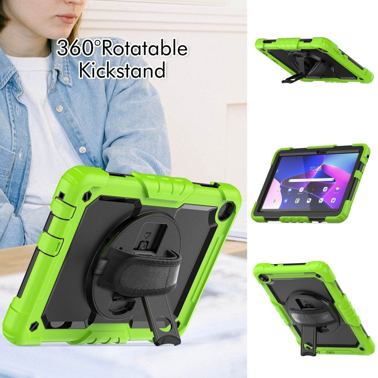 For Lenovo Tab M10 10.1 Gen 3rd Silicone Hybrid PC Tablet Case with Shoulder Strap(Yellow Green) - Lenovo by PMC TechLife | Online Shopping South Africa | PMC TechLife | Buy Now Pay Later Mobicred