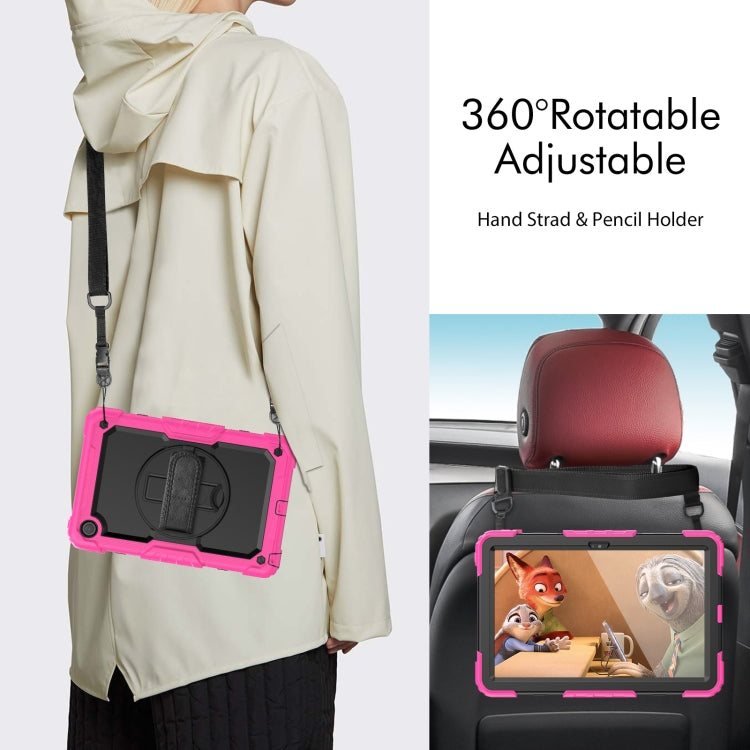 For Lenovo Tab M10 Plus 10.6 Gen 3rd Silicone Hybrid PC Tablet Case with Shoulder Strap(Rose Red) - Lenovo by PMC TechLife | Online Shopping South Africa | PMC TechLife | Buy Now Pay Later Mobicred