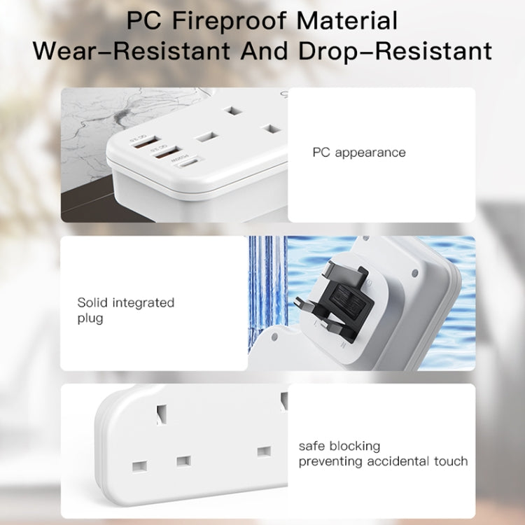 Yesido MC-15 PD+QC 3.0 3250W Home High Power Fast Charging Socket, Plug Type:UK Plug(White) - Extension Socket by Yesido | Online Shopping South Africa | PMC TechLife | Buy Now Pay Later Mobicred