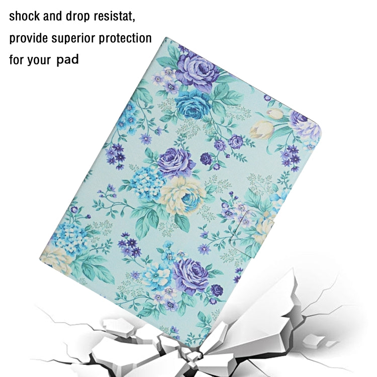 For Lenovo Tab M10 Plus Flower Pattern Horizontal Flip Leather Case with Card Slots & Holder(Purple Flower) - Lenovo by PMC TechLife | Online Shopping South Africa | PMC TechLife