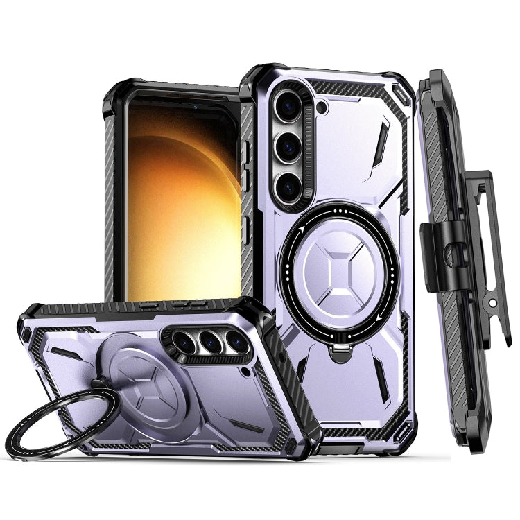 For Samsung Galaxy S23+ 5G Armor Series Holder Phone Case with Back Clip(Purple) - free shipping - PMC TechLife - Order now!