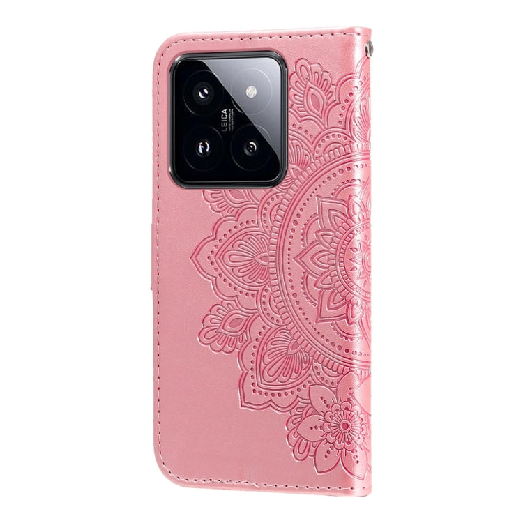 For Xiaomi 14 Pro 7-petal Flowers Embossing Leather Phone Case(Rose Gold) - 14 Pro Cases by PMC TechLife | Online Shopping South Africa | PMC TechLife | Buy Now Pay Later Mobicred