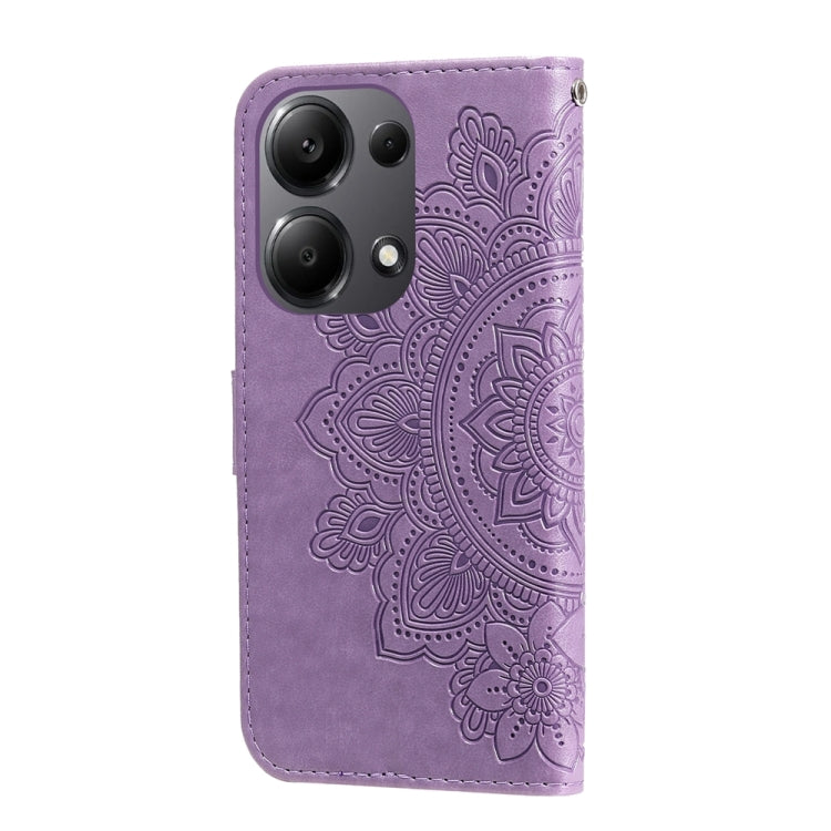 For Xiaomi Redmi Note13 Pro 4G Global/Poco M6 Pro 4G 7-petal Flowers Embossing Leather Phone Case(Light Purple) - Note 13 Pro Cases by PMC TechLife | Online Shopping South Africa | PMC TechLife | Buy Now Pay Later Mobicred