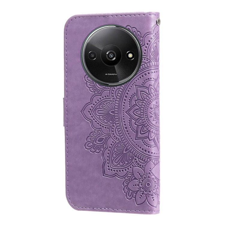 For Xiaomi Redmi A3 7-petal Flowers Embossing Leather Phone Case(Light Purple) - Xiaomi Cases by PMC TechLife | Online Shopping South Africa | PMC TechLife | Buy Now Pay Later Mobicred
