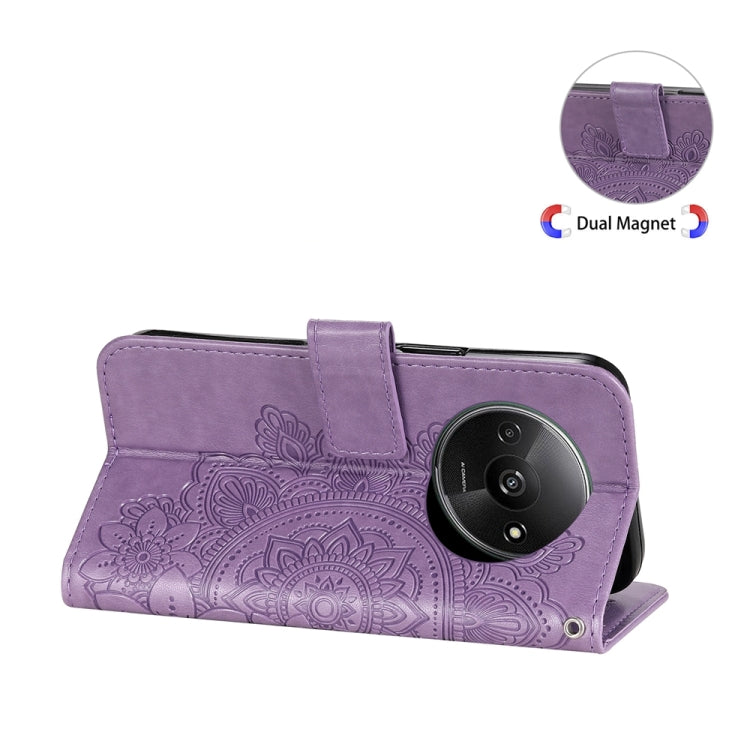 For Xiaomi Redmi A3 7-petal Flowers Embossing Leather Phone Case(Light Purple) - Xiaomi Cases by PMC TechLife | Online Shopping South Africa | PMC TechLife | Buy Now Pay Later Mobicred