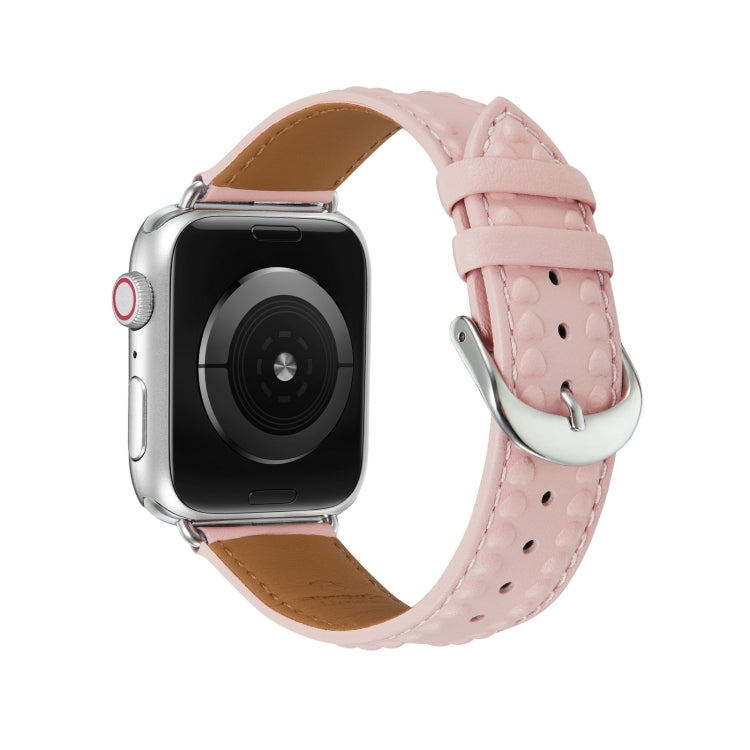 Embossed Love Genuine Leather Watch Band For Apple Watch SE 2023 40mm(Pink) - free shipping - PMc TechLife - Order now!