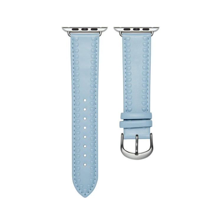 Embossed Love Genuine Leather Watch Band For Apple Watch SE 2023 40mm(Blue) - free shipping - PMc TechLife - Order now!