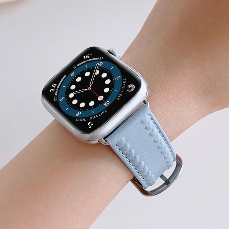 Embossed Love Genuine Leather Watch Band For Apple Watch SE 2023 40mm(Blue) - free shipping - PMc TechLife - Order now!