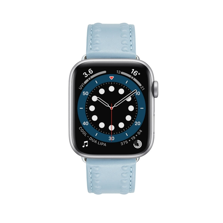 Embossed Love Genuine Leather Watch Band For Apple Watch Ultra 2 49mm(Blue) - free shipping - PMc TechLife - Order now!