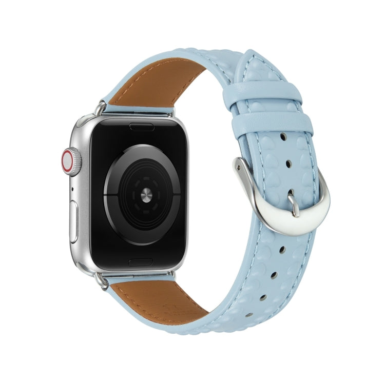 Embossed Love Genuine Leather Watch Band For Apple Watch Ultra 2 49mm(Blue) - free shipping - PMc TechLife - Order now!