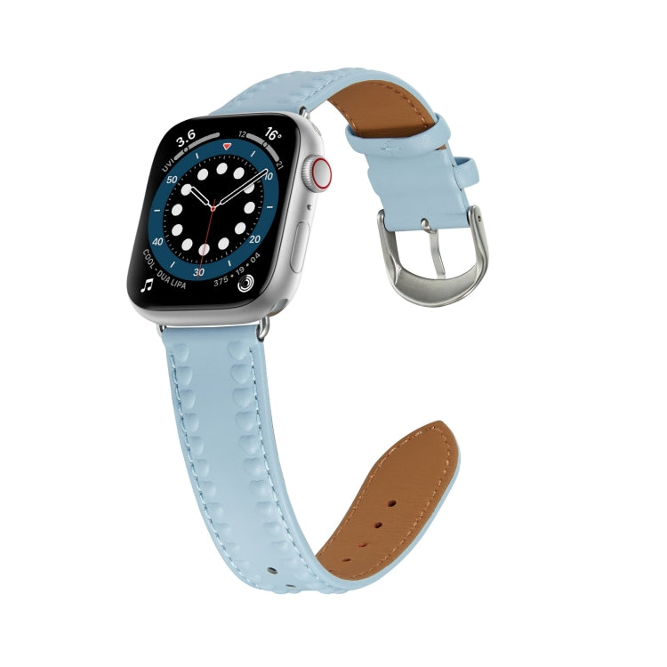 Embossed Love Genuine Leather Watch Band For Apple Watch Ultra 2 49mm(Blue) - free shipping - PMc TechLife - Order now!