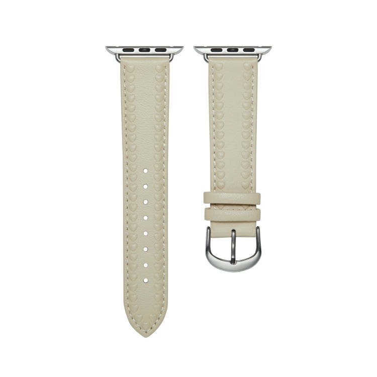 Embossed Love Genuine Leather Watch Band For Apple Watch Ultra 2 49mm(Milky White) - free shipping - PMc TechLife - Order now!