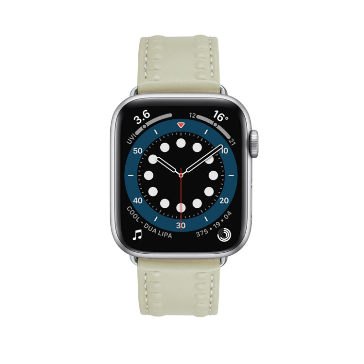 Embossed Love Genuine Leather Watch Band For Apple Watch Ultra 2 49mm(Milky White) - free shipping - PMc TechLife - Order now!