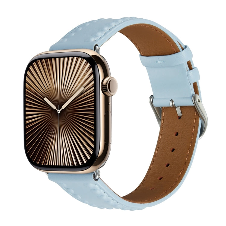 Embossed Love Genuine Leather Watch Band For Apple Watch Series 10 42mm(Blue) - free shipping - PMc TechLife - Order now!