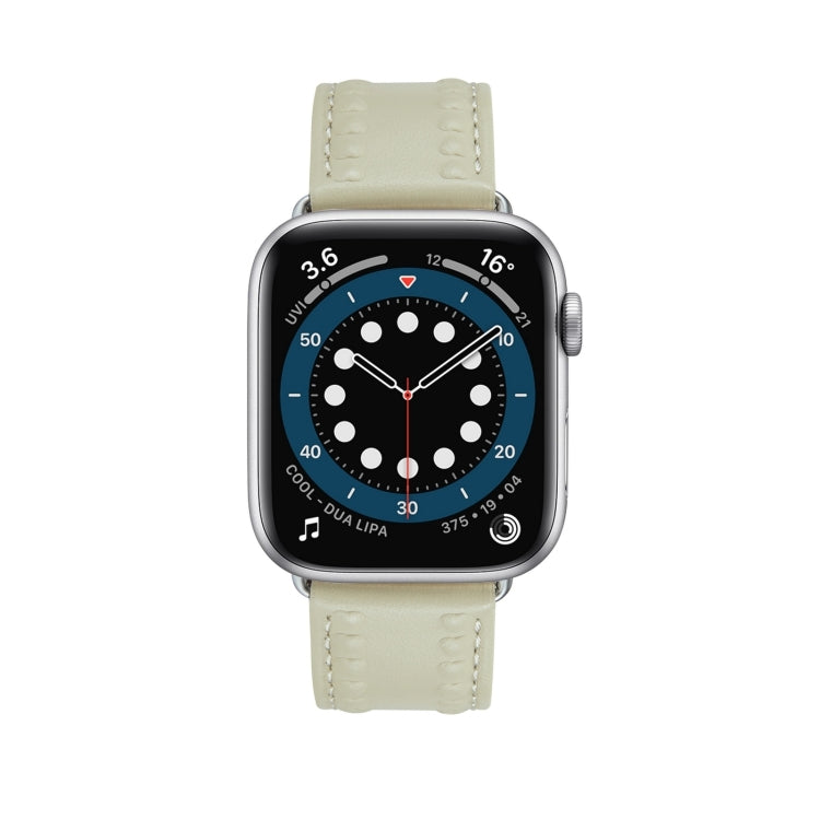 Embossed Love Genuine Leather Watch Band For Apple Watch Series 10 42mm(Milky White) - free shipping - PMc TechLife - Order now!