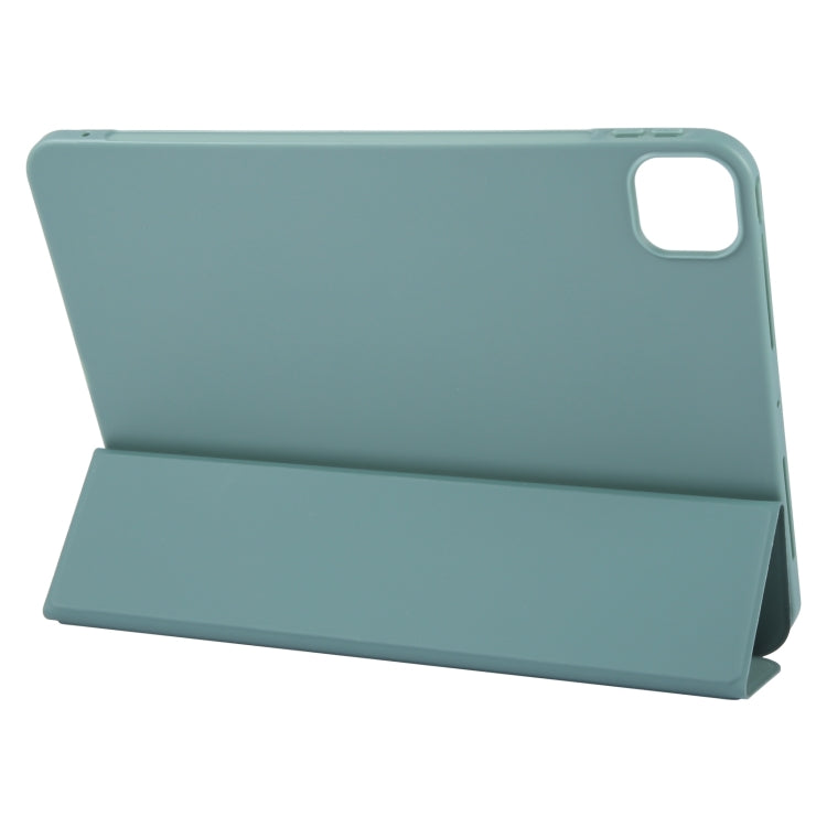 For iPad Pro 11 2024 GEBEI 3-folding Holder Shockproof Flip Leather Tablet Case(Dark Green) - iPad Pro 11 2024 Cases by GEBEI | Online Shopping South Africa | PMC TechLife | Buy Now Pay Later Mobicred