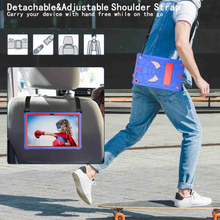 For Lenovo Tab M10 Plus 10.6 3rd Gen 2022 Spider Texture Silicone Hybrid PC Tablet Case with Shoulder Strap(Blue + Red) - Lenovo by PMC TechLife | Online Shopping South Africa | PMC TechLife | Buy Now Pay Later Mobicred