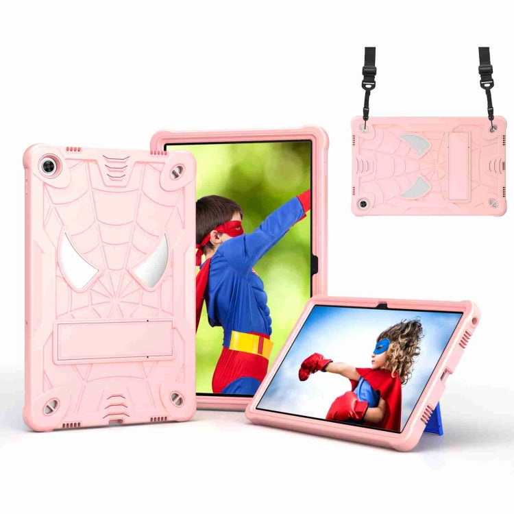 For Lenovo Tab M10 Plus 10.6 3rd Gen 2022 Spider Texture Silicone Hybrid PC Tablet Case with Shoulder Strap(Rose Gold) - Lenovo by PMC TechLife | Online Shopping South Africa | PMC TechLife | Buy Now Pay Later Mobicred