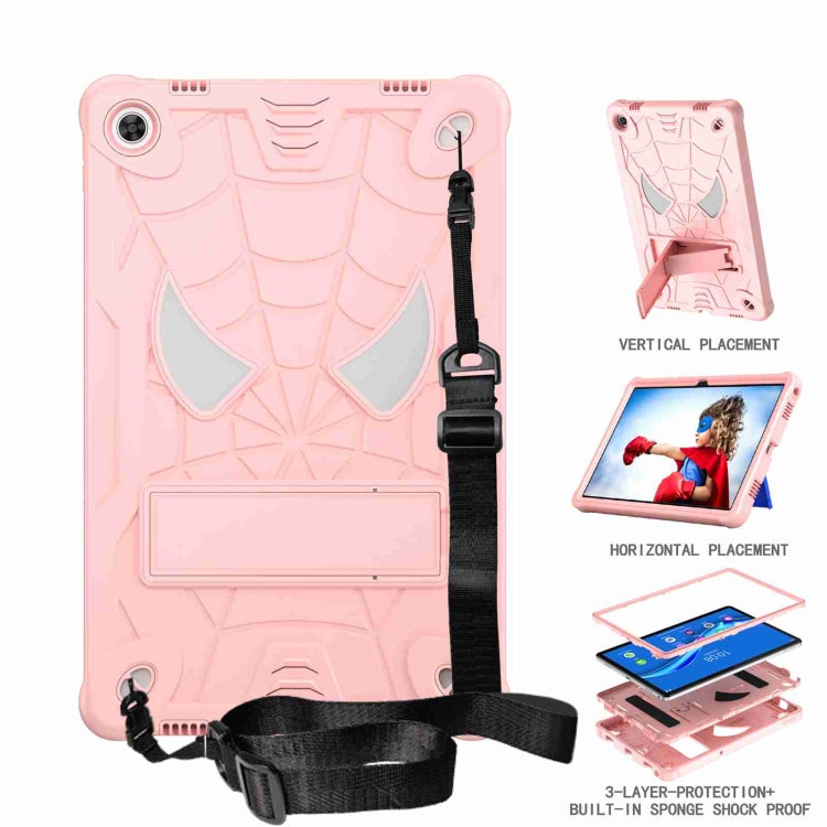 For Lenovo Tab M10 Plus 10.6 3rd Gen 2022 Spider Texture Silicone Hybrid PC Tablet Case with Shoulder Strap(Rose Gold) - Lenovo by PMC TechLife | Online Shopping South Africa | PMC TechLife | Buy Now Pay Later Mobicred