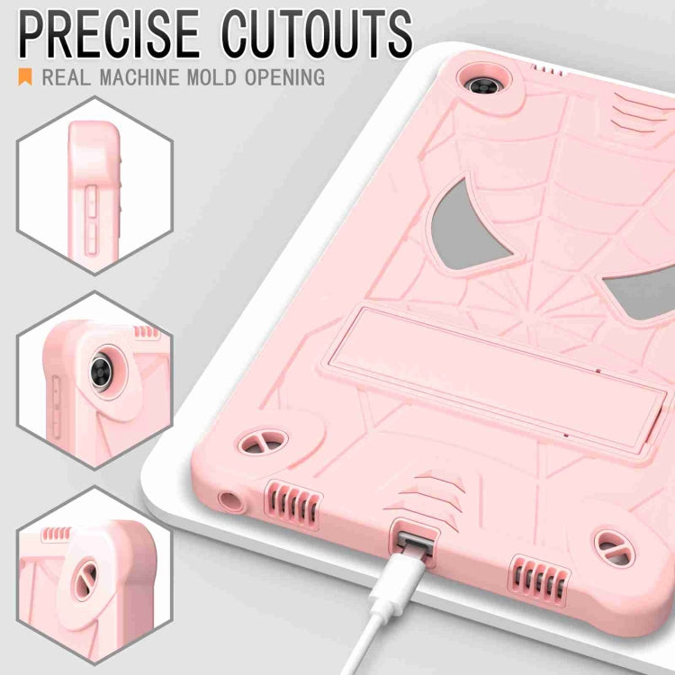 For Lenovo Tab M10 Plus 10.6 3rd Gen 2022 Spider Texture Silicone Hybrid PC Tablet Case with Shoulder Strap(Rose Gold) - Lenovo by PMC TechLife | Online Shopping South Africa | PMC TechLife | Buy Now Pay Later Mobicred