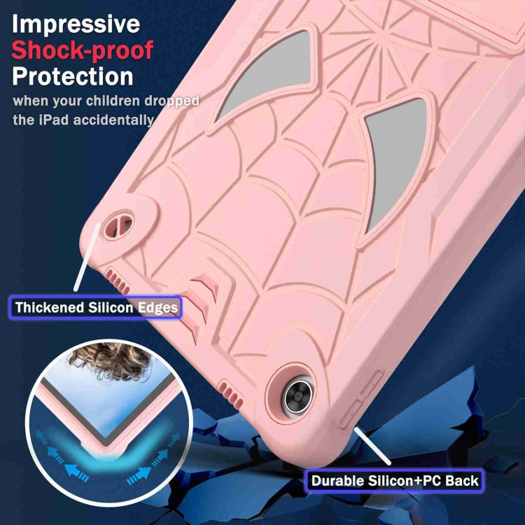 For Lenovo Tab M10 Plus 10.6 3rd Gen 2022 Spider Texture Silicone Hybrid PC Tablet Case with Shoulder Strap(Rose Gold) - Lenovo by PMC TechLife | Online Shopping South Africa | PMC TechLife | Buy Now Pay Later Mobicred