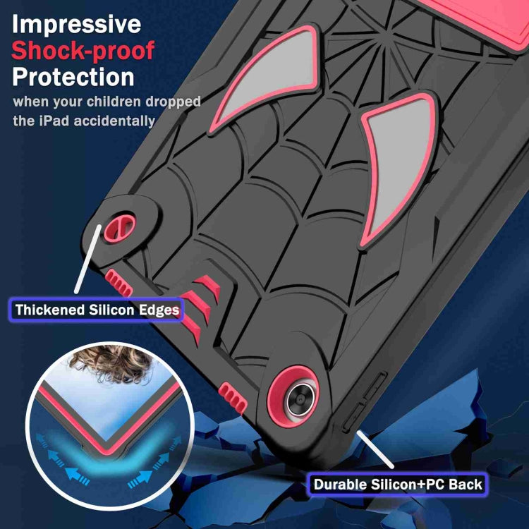 For Lenovo Tab M10 Plus 10.6 3rd Gen 2022 Spider Texture Silicone Hybrid PC Tablet Case with Shoulder Strap(Black + Rose Red) - Lenovo by PMC TechLife | Online Shopping South Africa | PMC TechLife | Buy Now Pay Later Mobicred