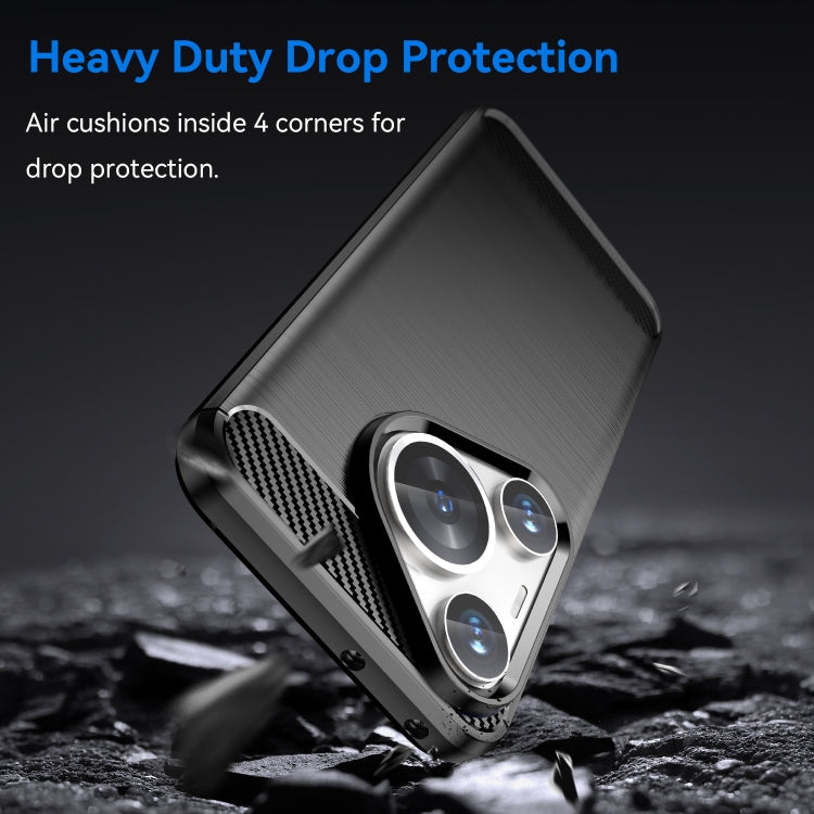 For Huawei Pura 70 Pro / Pura 70 Pro+ Brushed Texture Carbon Fiber TPU Phone Case(Black) - Huawei Cases by PMC Jewellery | Online Shopping South Africa | PMC Jewellery | Buy Now Pay Later Mobicred
