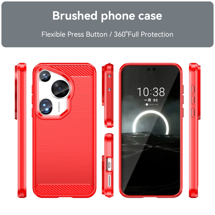 For Huawei Pura 70 Ultra Brushed Texture Carbon Fiber TPU Phone Case(Red) - free shipping - PMC Jewellery - Order now!