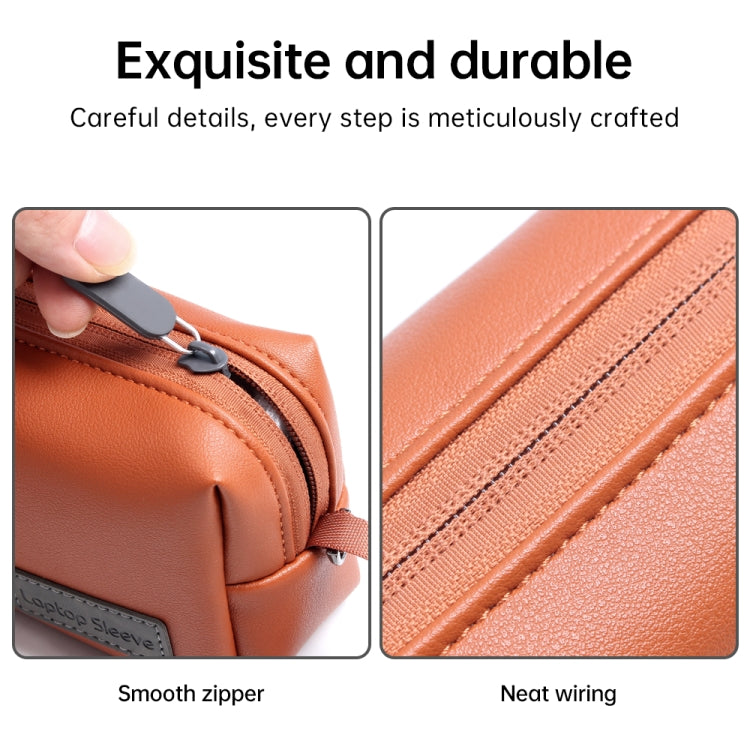 Waterproof PU Leather Laptop Accessory Bag(Grey) - Other by PMC TechLife | Online Shopping South Africa | PMC TechLife | Buy Now Pay Later Mobicred