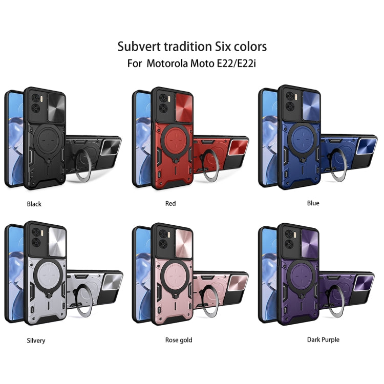 For Motorola Moto E22 / E22i CD Texture Sliding Camshield Magnetic Holder Phone Case(Silver) - free shipping - PMC TechLife - Order now!