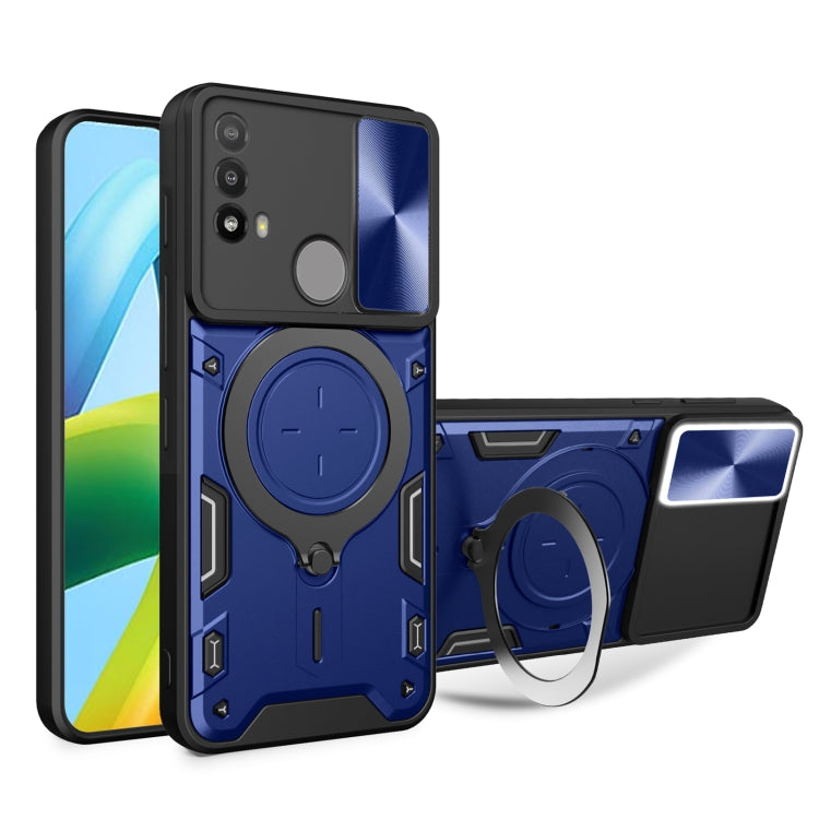 For Motorola Moto E20 / E30 / E40 CD Texture Sliding Camshield Magnetic Holder Phone Case(Blue) - free shipping - PMC TechLife - Order now!