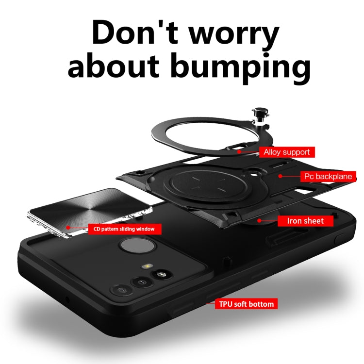 For Motorola Moto E20 / E30 / E40 CD Texture Sliding Camshield Magnetic Holder Phone Case(Blue) - free shipping - PMC TechLife - Order now!