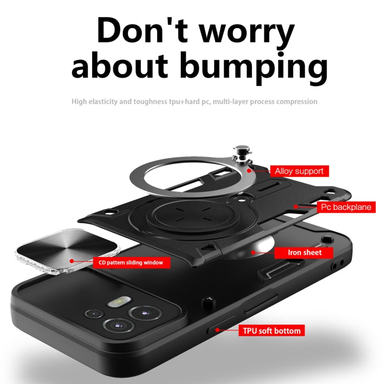 For Motorola Edge 20 Lite CD Texture Sliding Camshield Magnetic Holder Phone Case(Black) - free shipping - PMC TechLife - Order now!