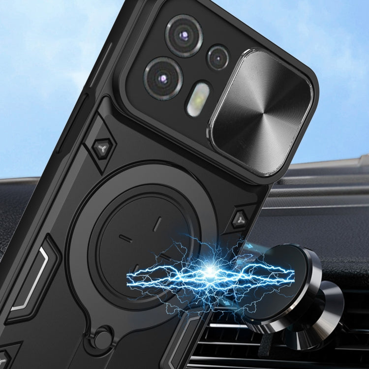 For Motorola Edge 20 Lite CD Texture Sliding Camshield Magnetic Holder Phone Case(Blue) - free shipping - PMC TechLife - Order now!