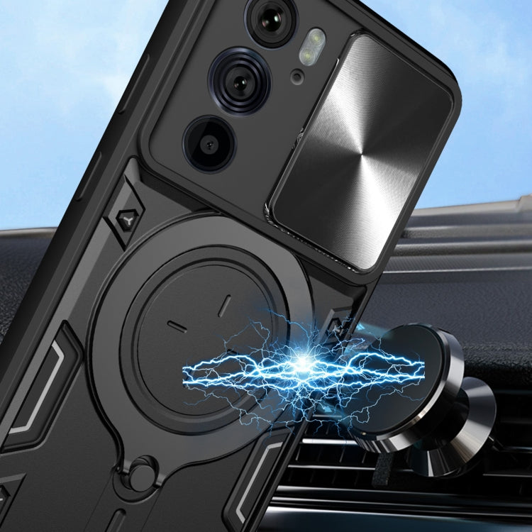 For Motorola Edge 30 Pro CD Texture Sliding Camshield Magnetic Holder Phone Case(Silver) - free shipping - PMC TechLife - Order now!