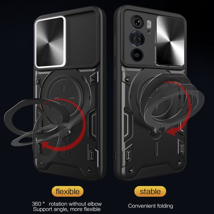 For Motorola Edge 30 Pro CD Texture Sliding Camshield Magnetic Holder Phone Case(Silver) - free shipping - PMC TechLife - Order now!