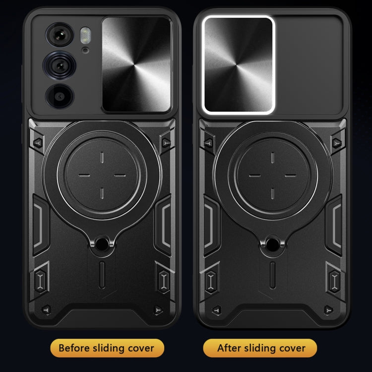 For Motorola Edge 30 Pro CD Texture Sliding Camshield Magnetic Holder Phone Case(Silver) - free shipping - PMC TechLife - Order now!