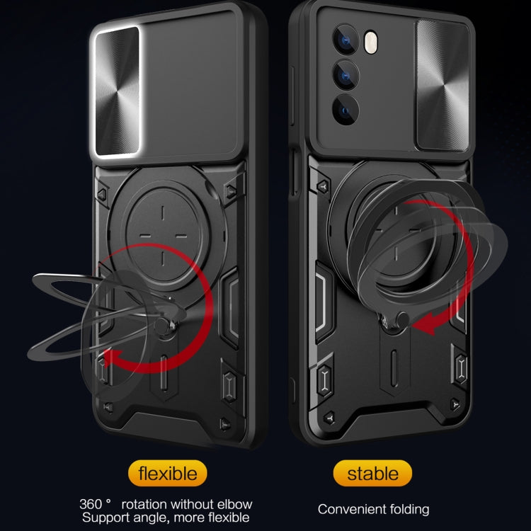 For Motorola Moto G62 CD Texture Sliding Camshield Magnetic Holder Phone Case(Black) - free shipping - PMC TechLife - Order now!