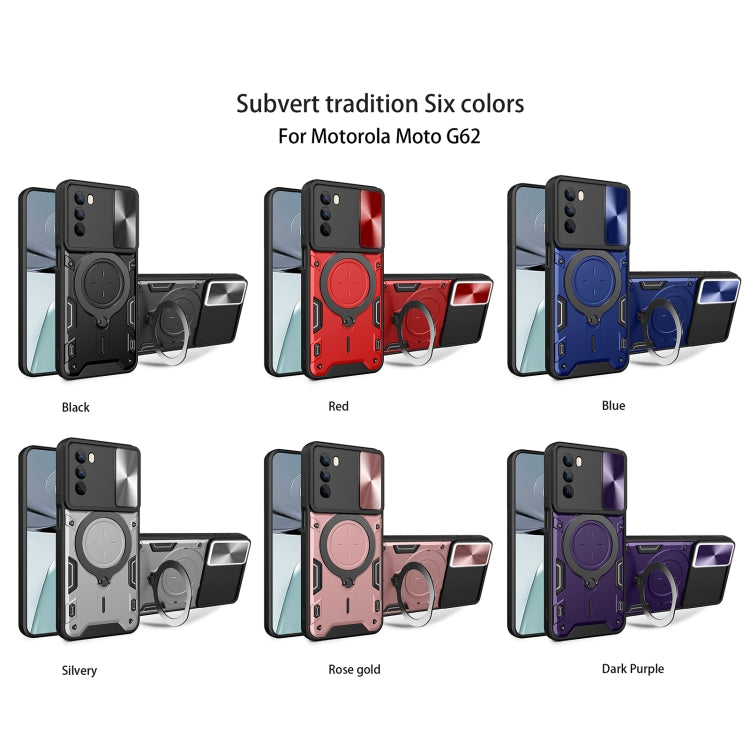 For Motorola Moto G62 CD Texture Sliding Camshield Magnetic Holder Phone Case(Blue) - free shipping - PMC TechLife - Order now!