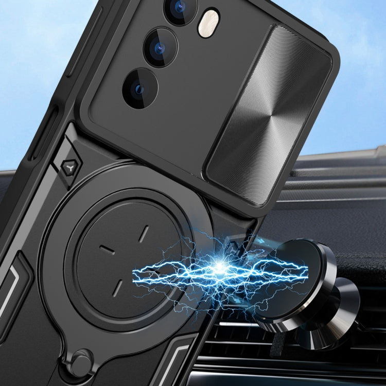 For Motorola Moto G62 CD Texture Sliding Camshield Magnetic Holder Phone Case(Blue) - free shipping - PMC TechLife - Order now!