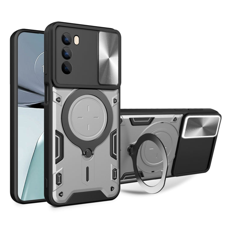 For Motorola Moto G62 CD Texture Sliding Camshield Magnetic Holder Phone Case(Silver) - free shipping - PMC TechLife - Order now!