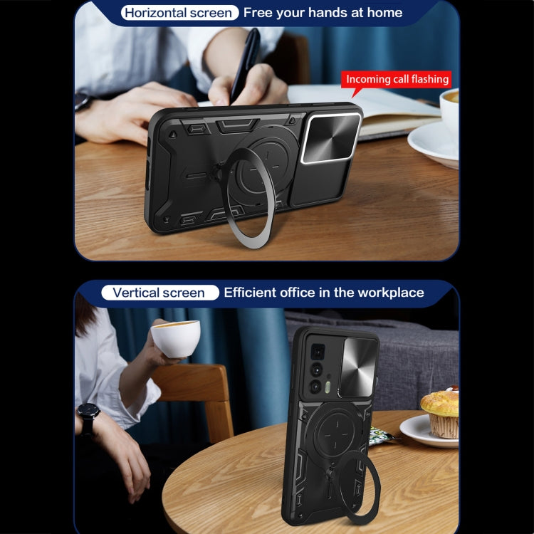 For Motorola Edge 20 Pro CD Texture Sliding Camshield Magnetic Holder Phone Case(Blue) - free shipping - PMC TechLife - Order now!