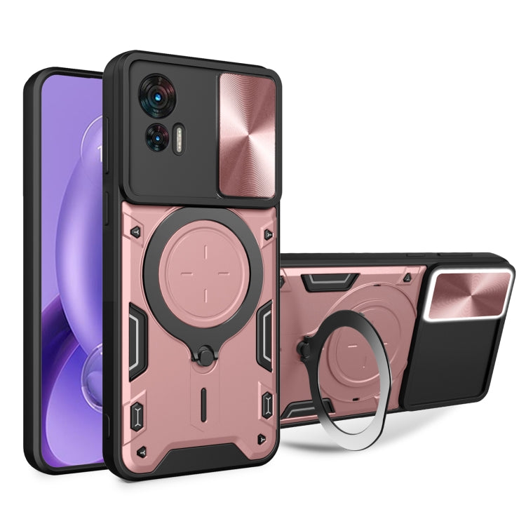 For Motorola Edge 30 Neo CD Texture Sliding Camshield Magnetic Holder Phone Case(Pink) - free shipping - PMC TechLife - Order now!