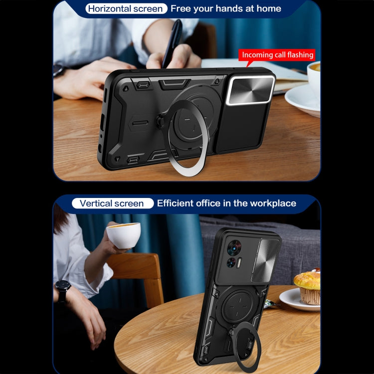 For Motorola Edge 30 Neo CD Texture Sliding Camshield Magnetic Holder Phone Case(Black) - free shipping - PMC TechLife - Order now!