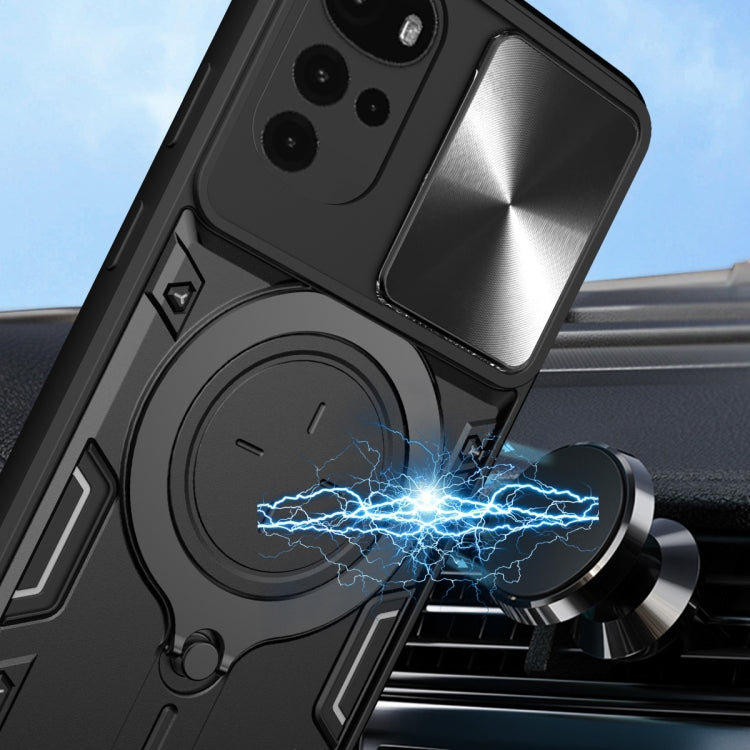 For Motorola Moto G22 / E32 CD Texture Sliding Camshield Magnetic Holder Phone Case(Purple) - free shipping - PMC TechLife - Order now!