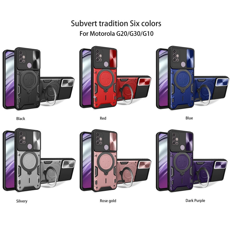 For Motorola Moto G30 / G20 / G10 CD Texture Sliding Camshield Magnetic Holder Phone Case(Blue) - free shipping - PMC TechLife - Order now!
