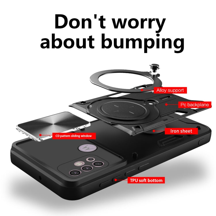 For Motorola Moto G30 / G20 / G10 CD Texture Sliding Camshield Magnetic Holder Phone Case(Blue) - free shipping - PMC TechLife - Order now!