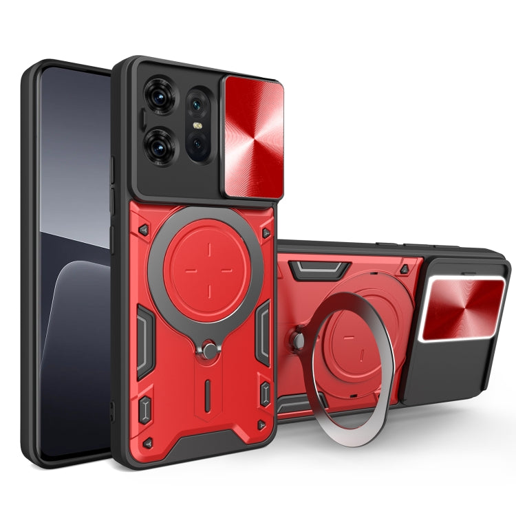 For Motorola Edge 50 Pro Global CD Texture Sliding Camshield Magnetic Holder Phone Case(Red) - free shipping - PMC TechLife - Order now!