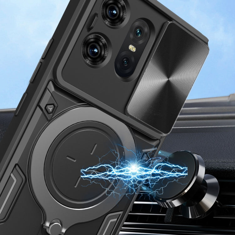 For Motorola Edge 50 Pro Global CD Texture Sliding Camshield Magnetic Holder Phone Case(Blue) - free shipping - PMC TechLife - Order now!